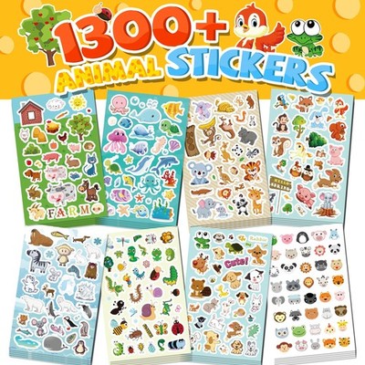 Sinceroduct Stickers for Kids, 1300+ Cute Animals Water Bottle Animal-04 