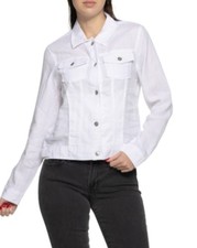 100 Linen White Women's Button-Front Jacket by Jones Co size S