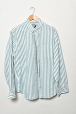 Lands' End Shirt - Striped - Green/White - Size L - Good Condition