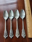 WALLACE STERLING SILVER Teaspoon GRANDE Grand BAROQUE Set Of 4 Teaspoons