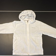 Columbia White Windbreaker Jacket L Unisex Kids Hooded Lightweight Full Zip