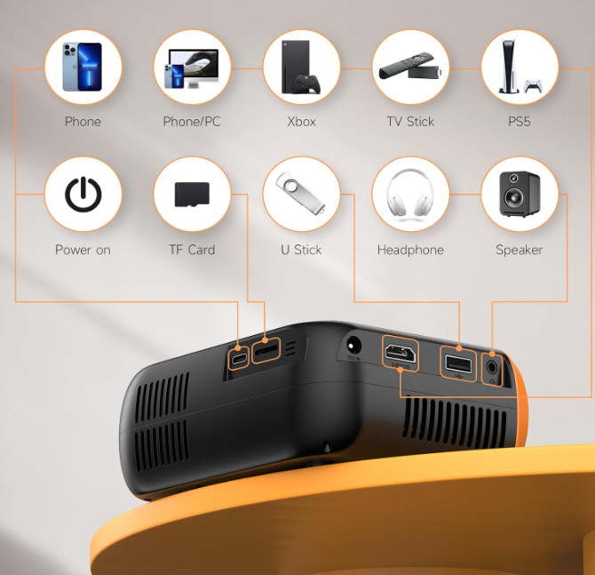 Mini proyector VF340 (Mini) Electric focus/keystone correction: Enjoy instant fo