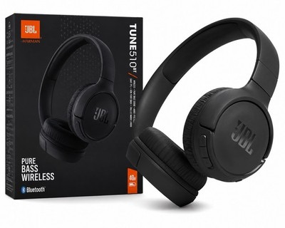 JBL Black Wireless Over-Ear Headphones Bluetooth Pure Bass 40H Battery