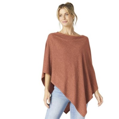 Coco + Carmen Lightweight Brushed Poncho, Rust, Women s Fashion Accessory