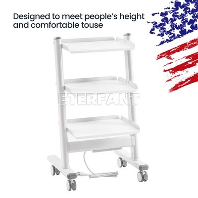 ETERFANT Dental Medical Mobile Trolley Cart 3Layer/Mobile Rolling Cart w/Basket