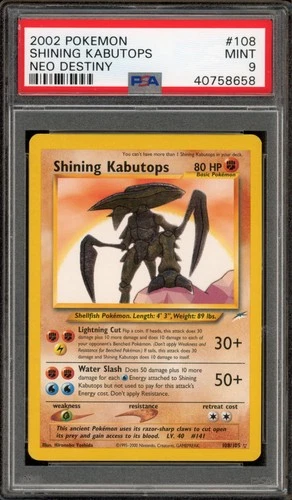 Pokemon Shining Kabutops Neo Destiny Unlimited Holo Secret Rare #108 PSA 9 Mint