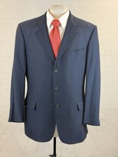 Vintage Valentino Italy Men's Navy Blue 100 Cashmere Two Button Blazer 442L