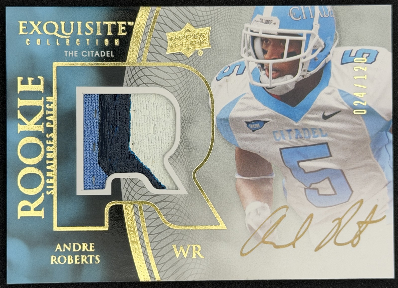 Andre Roberts 2010 Upper Deck Exquisite Auto The Citadel Bulldogs #/120
