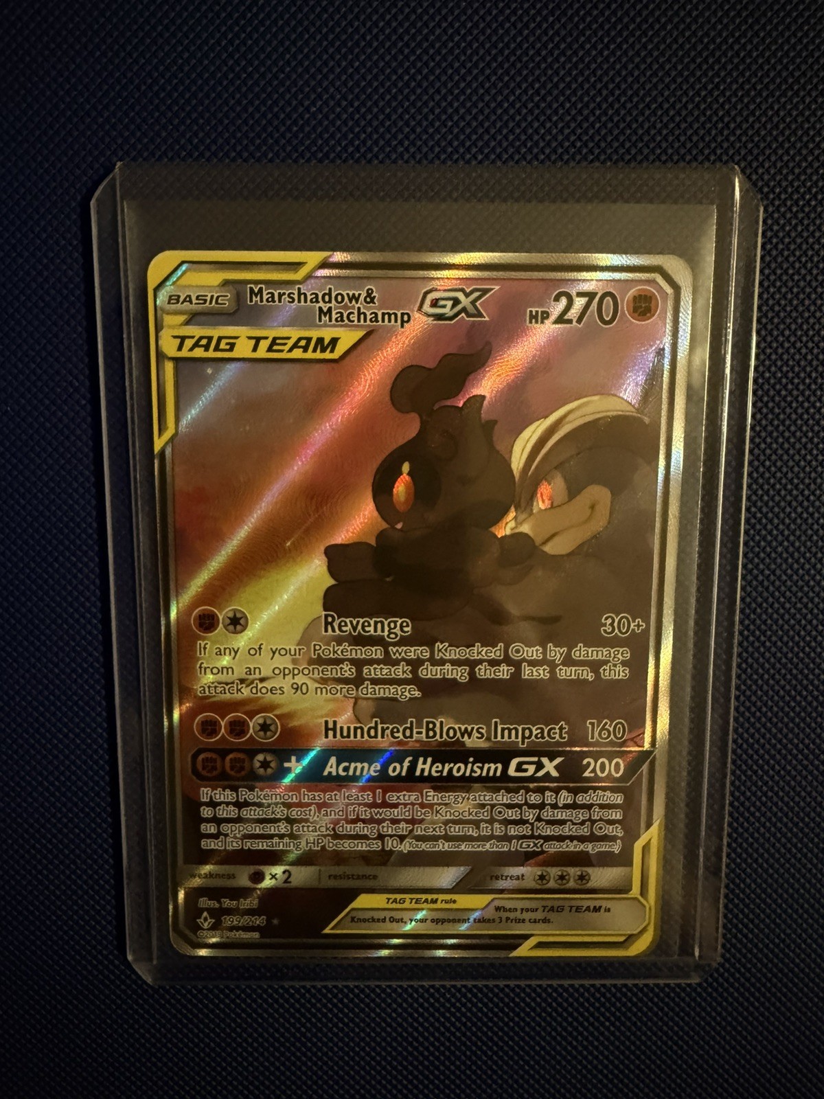 Marshadow & Machamp GX (Full Art) 199/214 Sm-Unbroken Bonds Holo NM