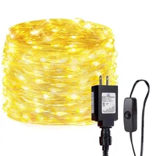 Fairy Lights Plug in, 33ft 100 LED String Warm White Copper Wire Light Indoor