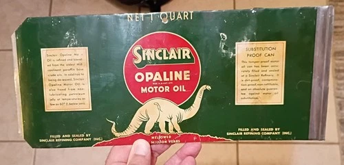 Vintage SINCLAIR "OPALINE" MOTOR OIL FLAT QUART CAN...L@@K!