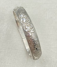 Bracelet ancien en argent sculpté bijou vintage