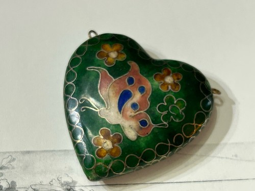 2pcs Vintage Cloisonne Heart/ Mini Vase Pendant - Picture 2 of 10