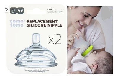 Como Tomo Silicone Replacement Nipples 2-Pack Med Flow 3+ Months - New Sealed!