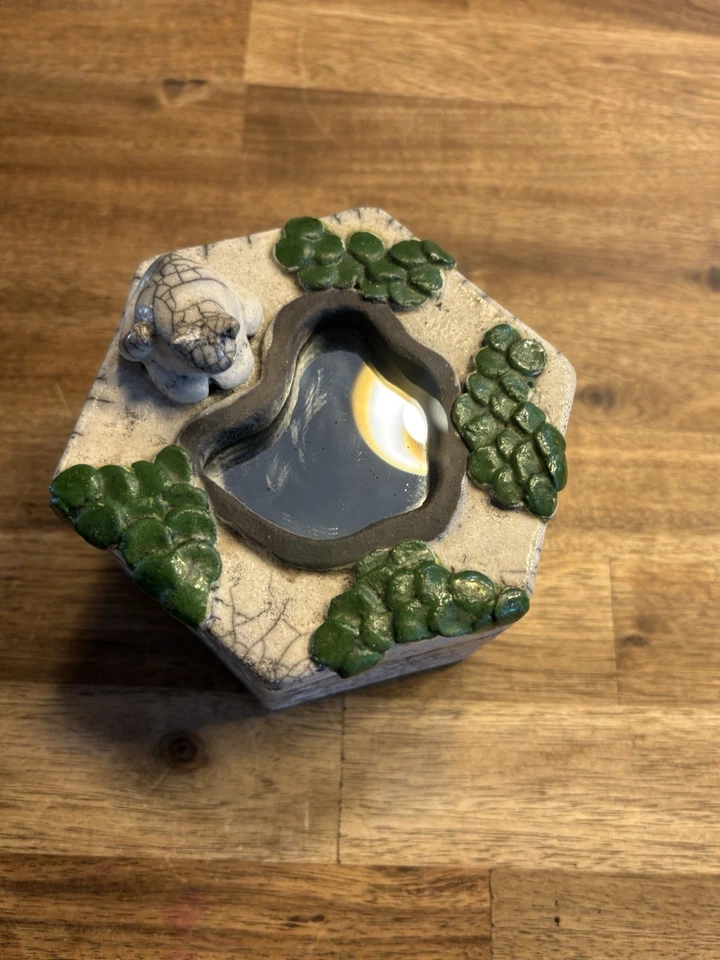 Handmade Trinket Box With Cat Mirror Pond And Greenery Beautifully Detailed OOAK - Image 2 of 4