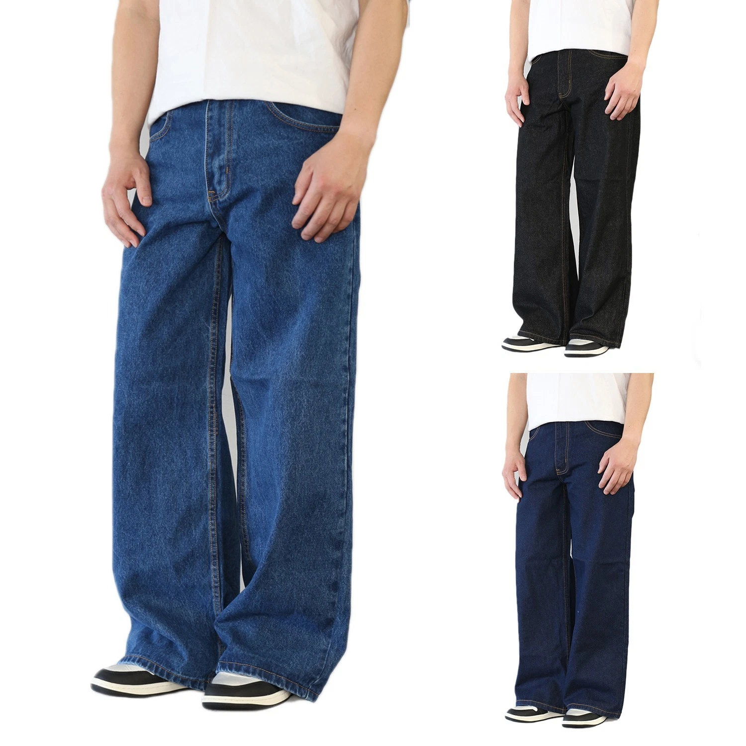 Men's Baggy Ultra Wide Leg Jeans Y2K Loose Fit Denim Pants (30-50)