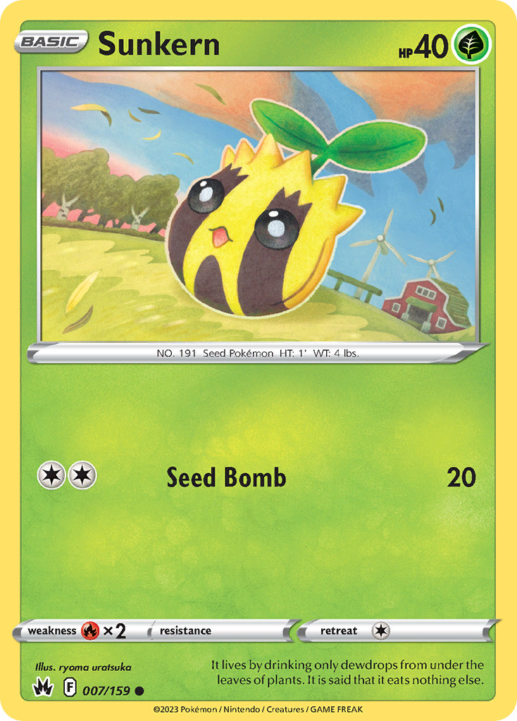 SUNKERN 007/159 CROWN ZENITH REVERSE HOLO COMMON NM