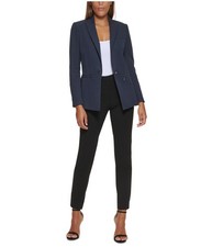 DKNY Womens Zipper Pocket One Button Blazer Jacket