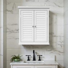 Teamson Home 20 in. W x 24 in. H Bathroom Storage Wall Cabinet w/ 2 Doors, White
