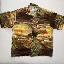 Vintage Quiksilver Shirt Mens Large Hawaiian Floral Button Up Surf Beach Aloha