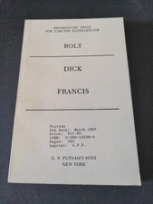 Corrected Proof Bolt by Dick Francis 1988 PB ARC 