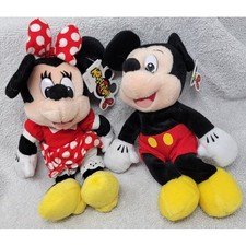 Walt Disney Mickey  Minnie Mouse classic NWT Disney Bean Bag Beanie New 2pc Set