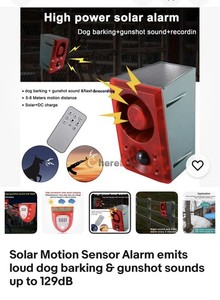 Solar /DC Charge Motion Sensor Alarm dog barking gunshot sounds/Voice Recordable