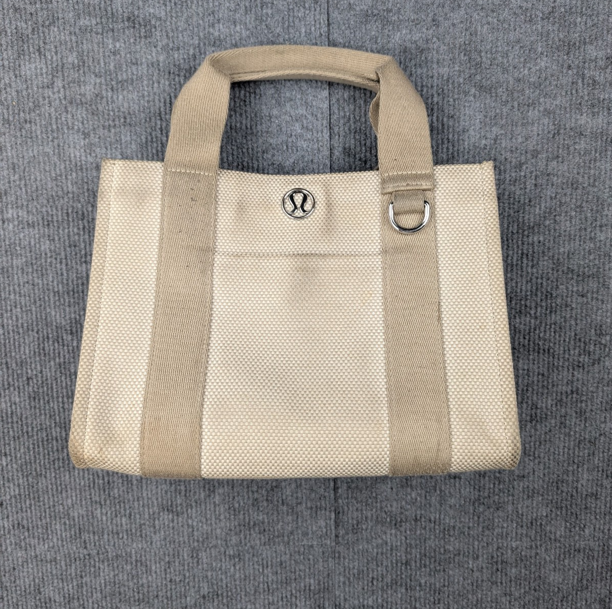 Lululemon Two Tone Canvas Tote Bag 4.5L Mini Tan Removeable Strap Structured