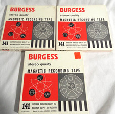 Vintage Burgess Stereo Quality Magnetic Recording Tape Series 141 Lot of 3