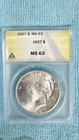 1927 Peace Dollar Ms 63 Anacs