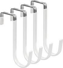 over the Door Hooks, Single-Hanger 4 Pack, Fits Doors 1 3/8" White