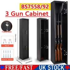 Luxury 3 Gun Cabinet Box Lockable Safe Storage Rifle Firearm Steel Heavy Duty