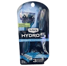 1 Pack Brand New Schick Hydro 5 Hydrate Disposable Razors 3 Razors Total