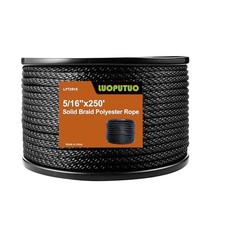 5/16 Inch 250 FT Black Polyester Solid Braid Rope UV 5/16 In 250 FT