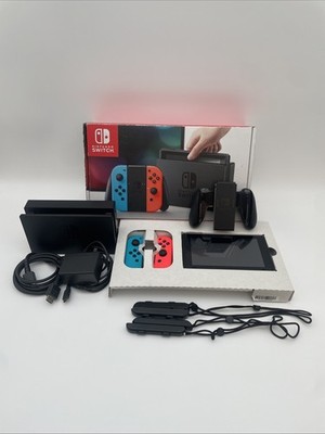 Nintendo Switch with Neon Blue Red Joy-Con (HAC-001-01) In Original Box Complete