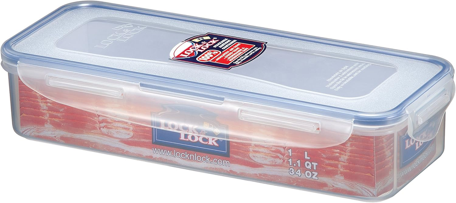 Locknlock Rectangular Bacon Storage Box for Fridge with Freshness Tray - 1Ltr