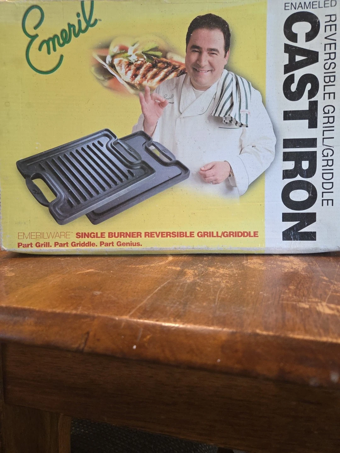 Emeril's Enameled Cast Iron Reversible Grill Griddle Double Handled All-Clad