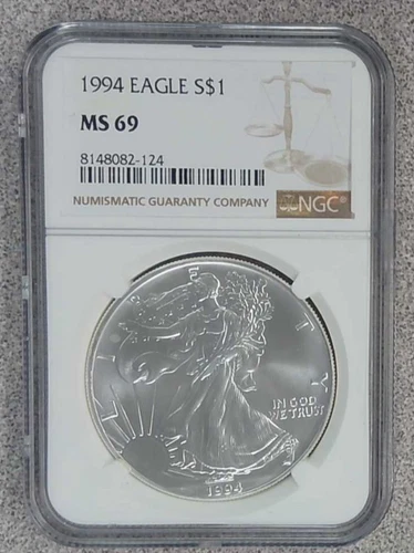 1994 BU American Silver Eagle NGC MS69 (124)