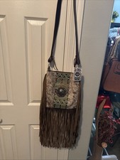 Women's Nashville Calf Hair Brown Crossbody Bag Made In USA In 2001