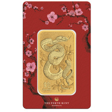 2025 Australia Perth Lunar Snake 1 oz Gold BU Bar in Card 2666.53 per troy oz