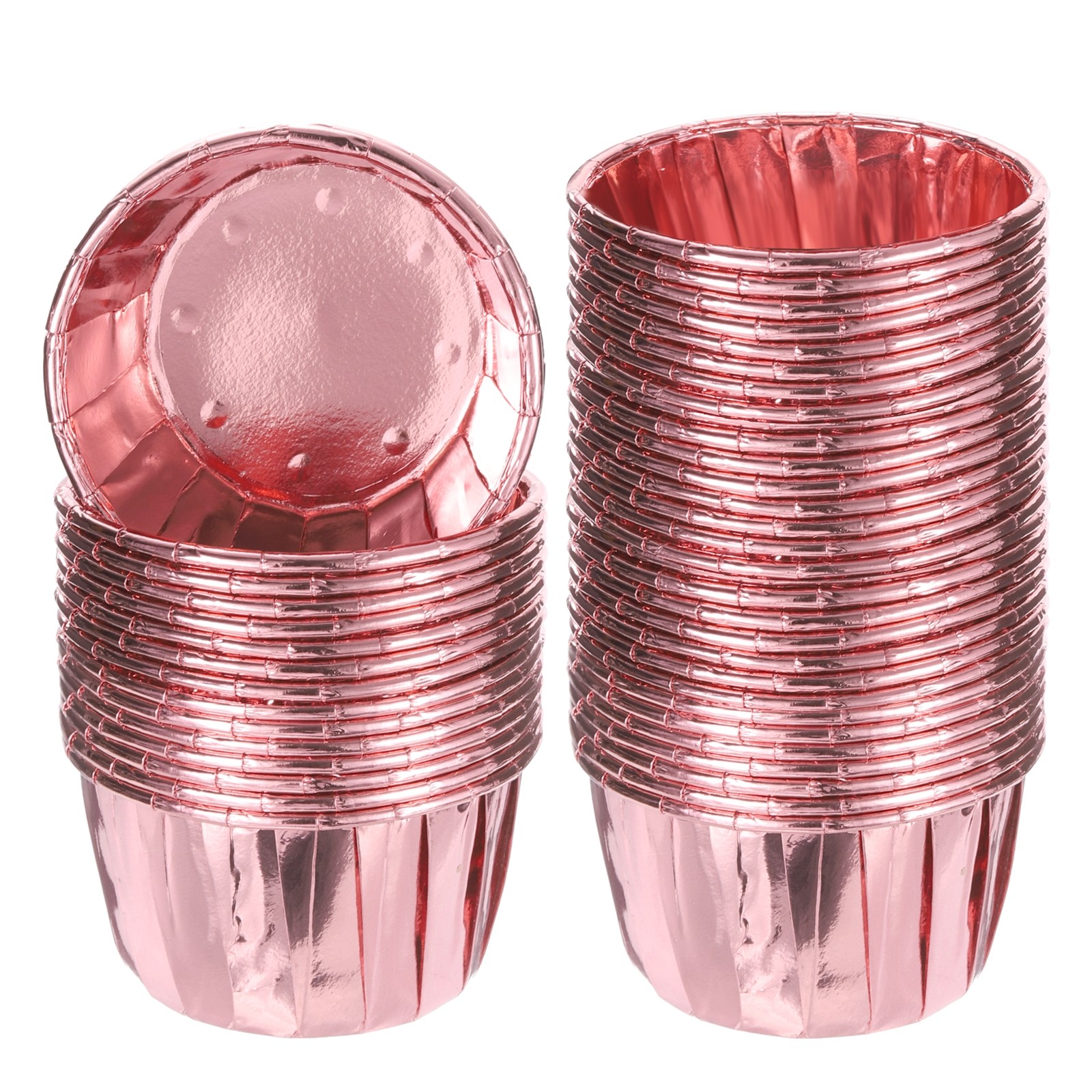 50Pcs Mini Metallic Foil Cupcake Liners for Baking Cupcake, Rose Gold