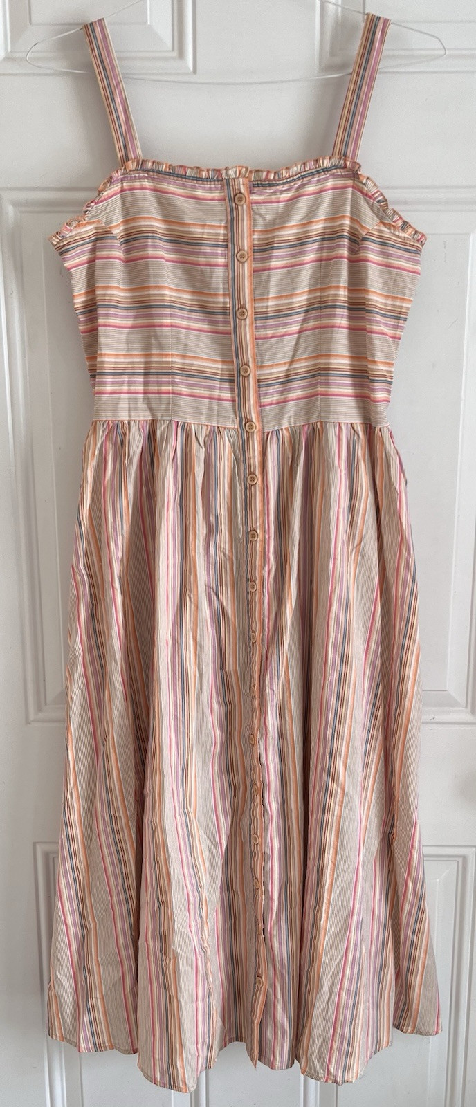 Simply Southern Maxi Sundress Women’s M Pastel Pink Stripe Button Front Cotton-image