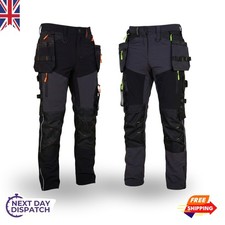 Mens Cargo Waterproof Workwear Multi Pocket Construction Trousers Work Pants UK