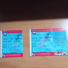 Ticket x 2 : 2004/5 & 2005/6  Championship Brighton v Ipswich Town