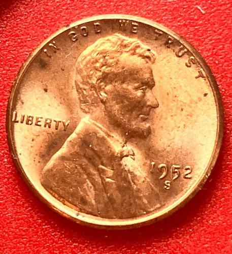 1952-S Lincoln Wheat Cent Penny GEM RED BU From an Original Bank Roll