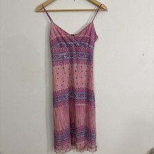 Vtg Forever 21 Pink Beaded Fringe Dress Medium Whimsy Fairycore Y2K