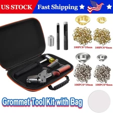 Grommet Tool Kit with Bag, Handheld Hole Punch Pliers, Hammer, Hole Punch, 200PC