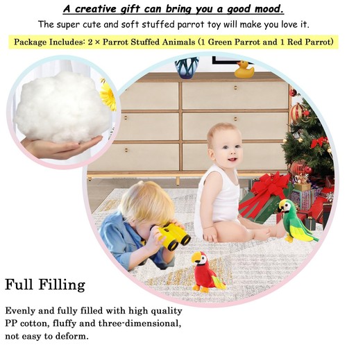 2PCS 7.9" Parrot Stuffed Animal Plush Bird Toy Cute Doll Gifts for Girls Boys - Picture 2 of 6