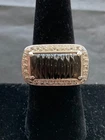Vintage 925 sterling silver ring size 7 carved smoky quartz gemstone