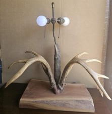 10 Point Corded Real Deer Antler Table Lamp Hunting/Western Decor cabin Folk Art